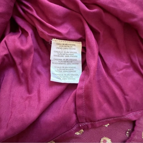 FREE PEOPLE x ROCOCO SAND Emi Burgundy and Gold Tiered Long Sleeved Dress L - Picture 10 of 14